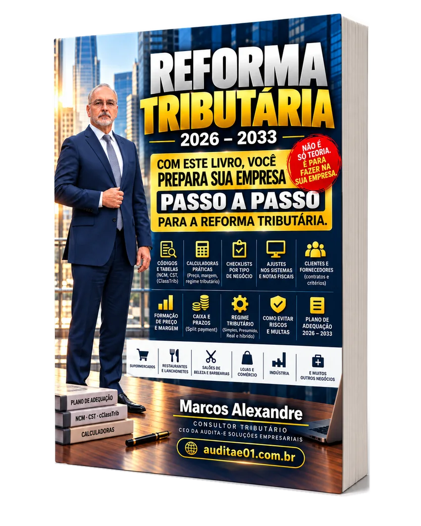 Livro Reforma Tributária 2026–2033, em apresentação tridimensional